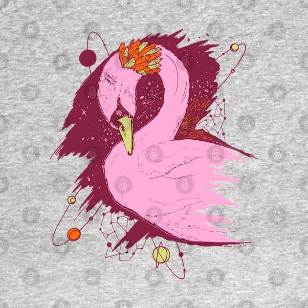 Orange and Pink Swan Among The Stars by kenallouis